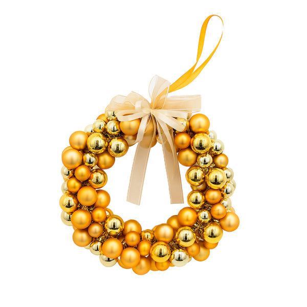 Corona de bolas navideñas