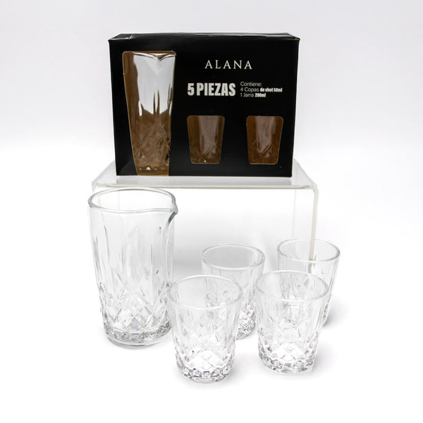 Set Jarra + 4 copas shot