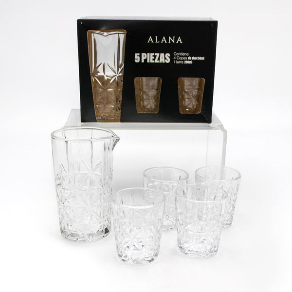 Set Jarra + 4 copas shot