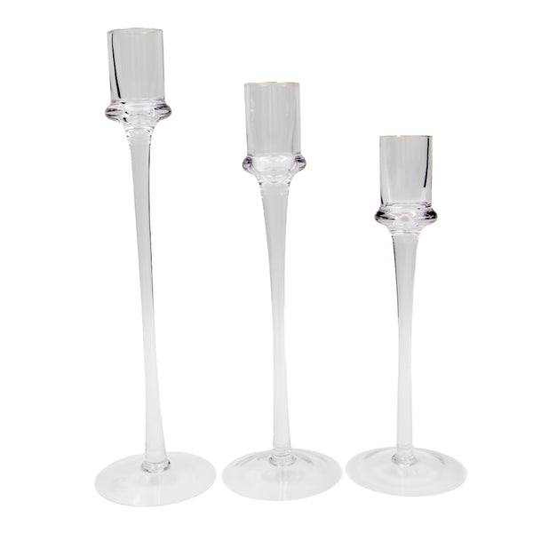 Set X 3 candelabros de vidrio