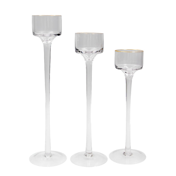 Set X 3 candelabros de vidrio.
